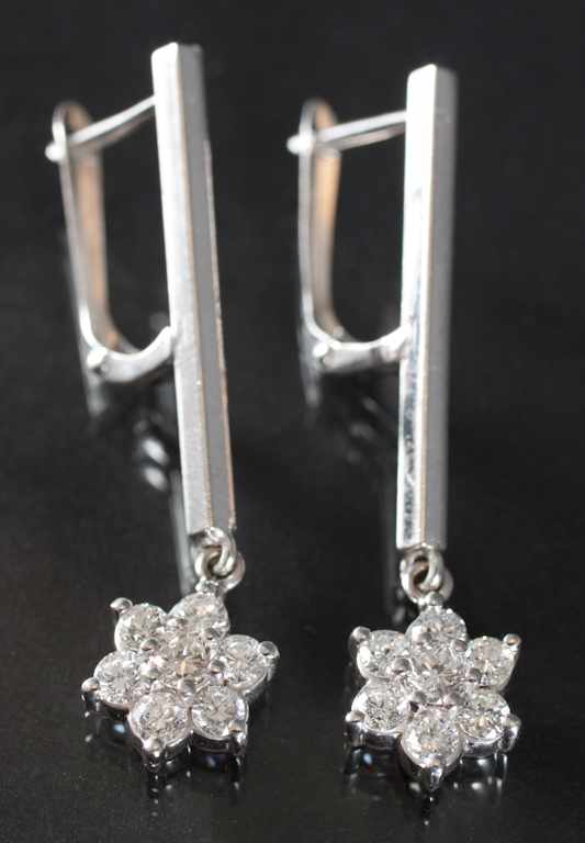 Appraisal: Pair of lady's K white gold and diamond flower form