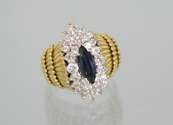 Appraisal: A Ladies' Sapphire and Diamond Cocktail Ring k yellow gold