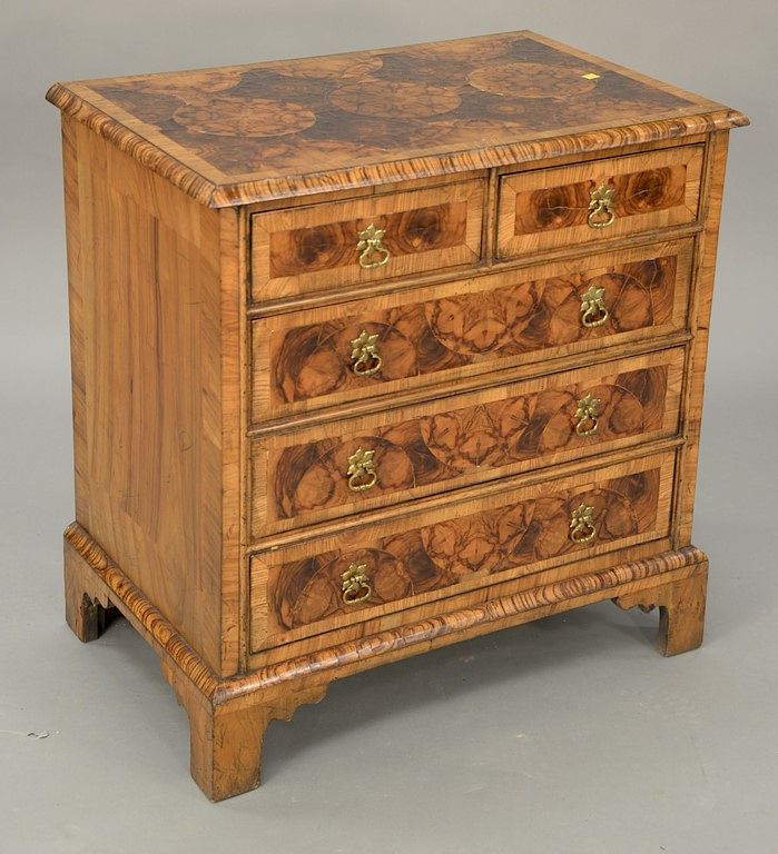 Appraisal: Contemporary inlaid veneer two over three drawer chest ht in