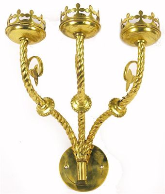 Appraisal: A pair of Victorian gilt brass three branch wall lights