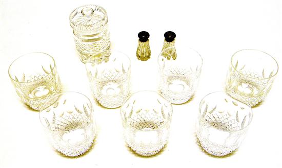 Appraisal: Waterford cut-glass assortment including seven tumblers '' h condiment jar