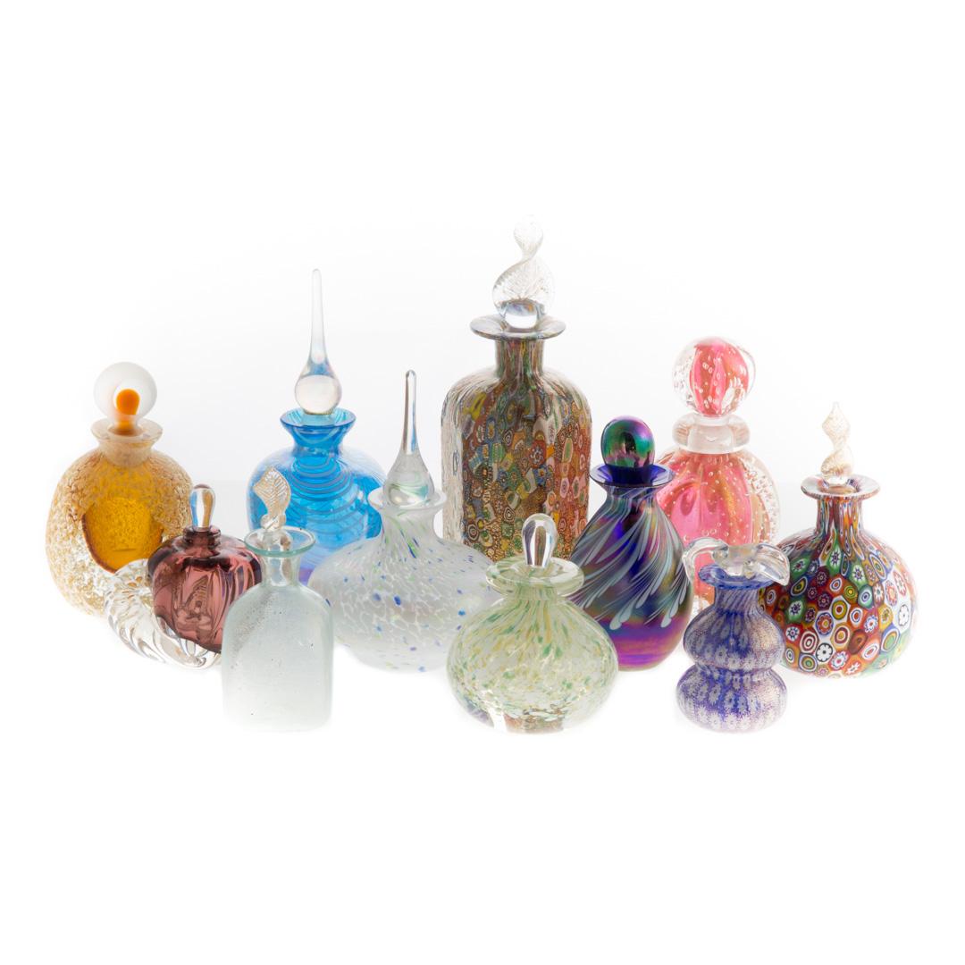 Appraisal: Continental glass scent bottles multicolored bottles various designs some probably