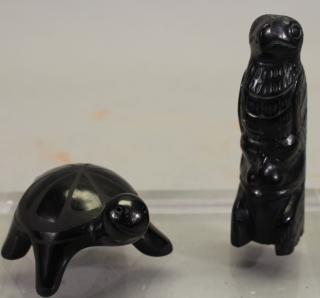 Appraisal: Santa Clara Pottery Figures Santa Clara pottery turtle and Northwest