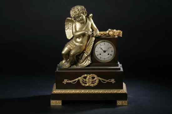 Appraisal: FRENCH LOUIS XVI STYLE GILT BRONZE FIGURAL MANTLE CLOCK Dial