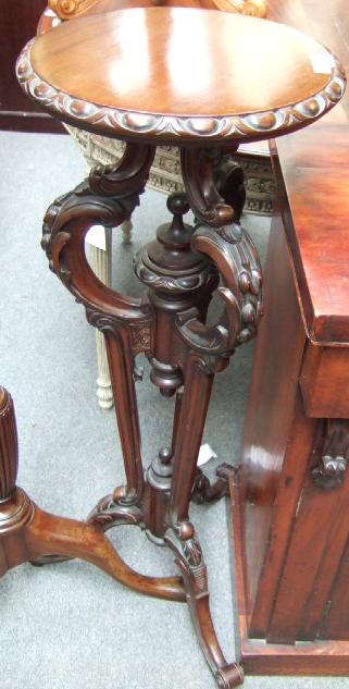 Appraisal: A th century hardwood jardiniere stand the circular top with