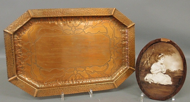 Appraisal: - Arts Crafts hammered copper tray l and an oval