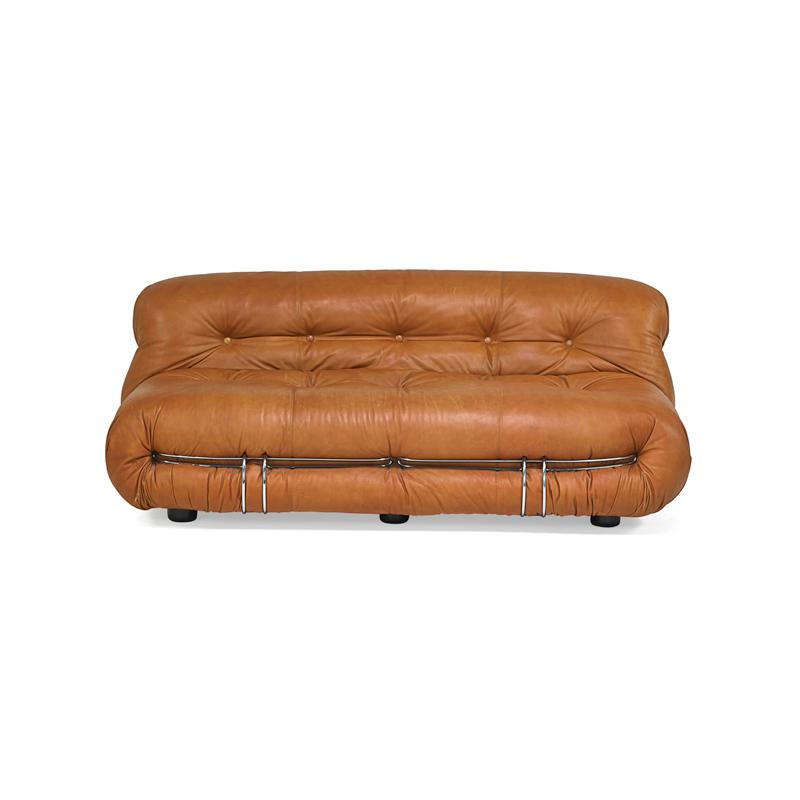 Appraisal: TOBIAS SCARPA Soriana sofa Italy s Leather chromed steel casters