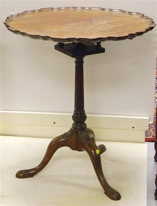 Appraisal: Tilt top tea table Chippendale reproduction mahogany with pie crust