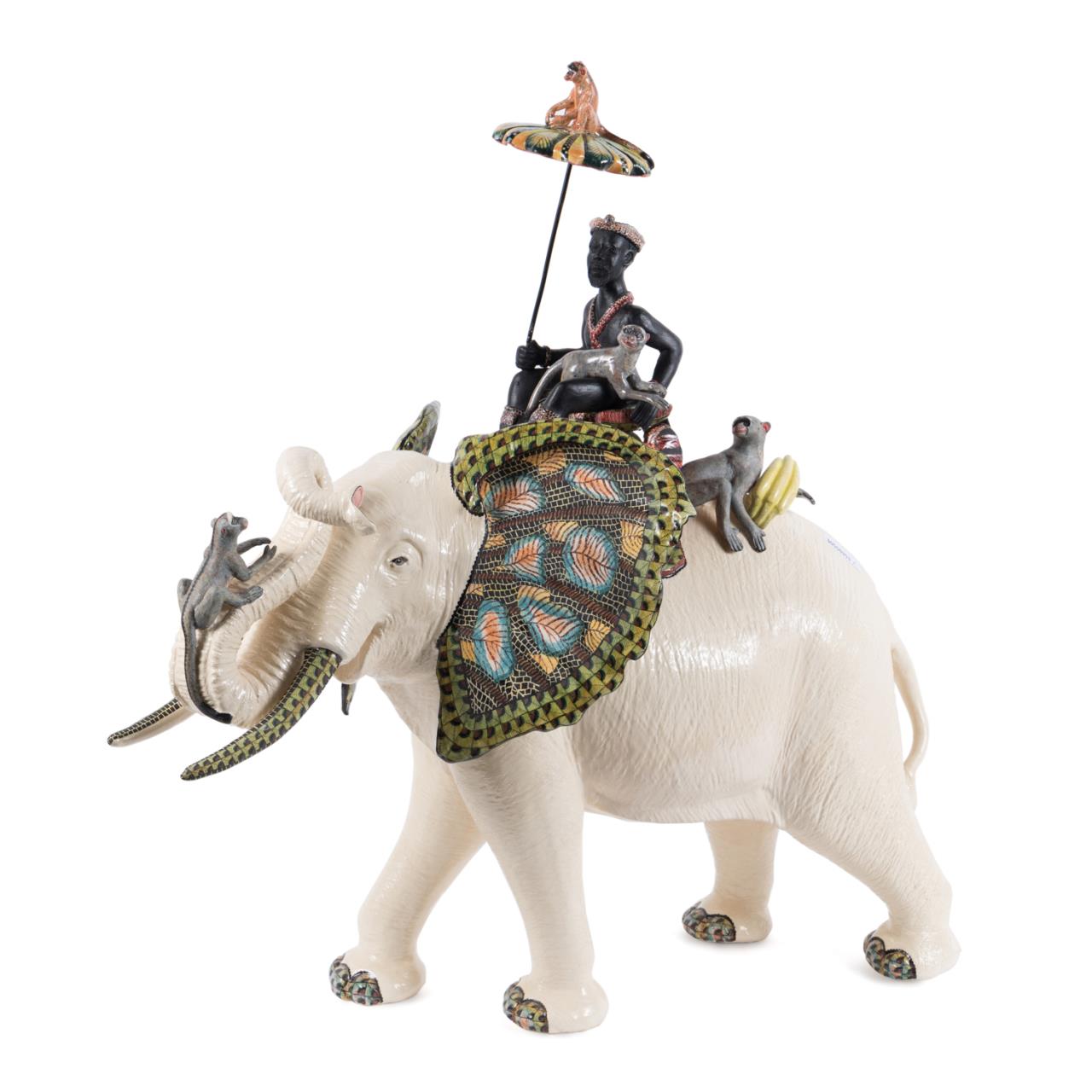 Appraisal: ARDMORE STUDIOS 'AFRICAN RIDER' CHIEF ELEPHANT Ardmore Studios South Africa