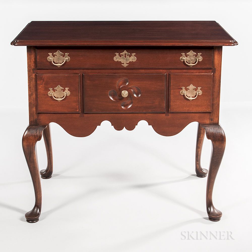 Appraisal: Queen Anne Carved Cherry Dressing Table Queen Anne Carved Cherry