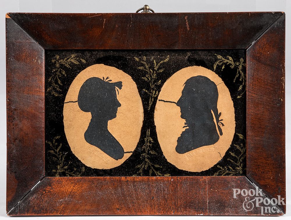 Appraisal: Pair of Peale Museum hollowcut silhouettes th c Pair of