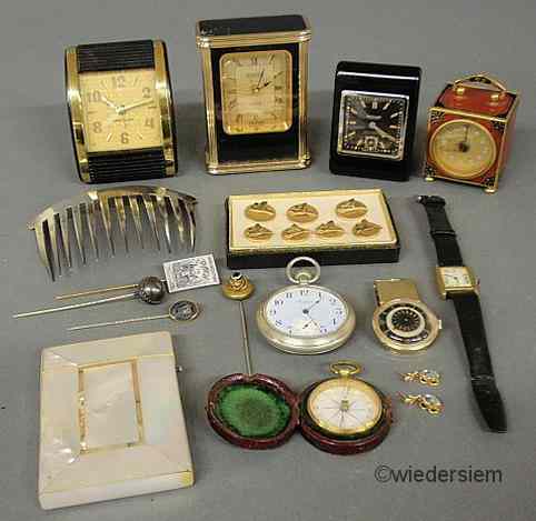 Appraisal: Grouping of travel clocks to include a small enameled example