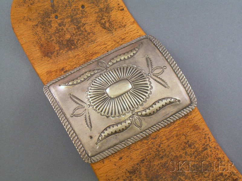 Appraisal: Southwest Silver and Leather Ketoh Navajo c first quarter th