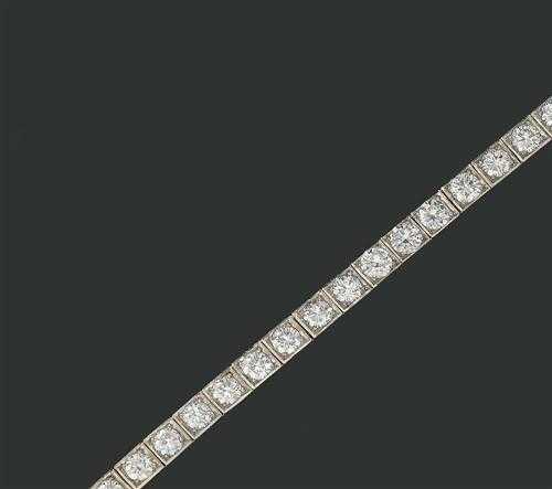 Appraisal: BRILLIANT-CUT DIAMOND BRACELET ca White gold Elegant Rivi re model