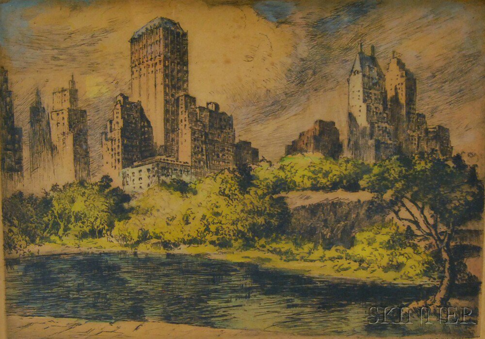 Appraisal: Nat Lowell American - Central Park South NYC Signed Nat