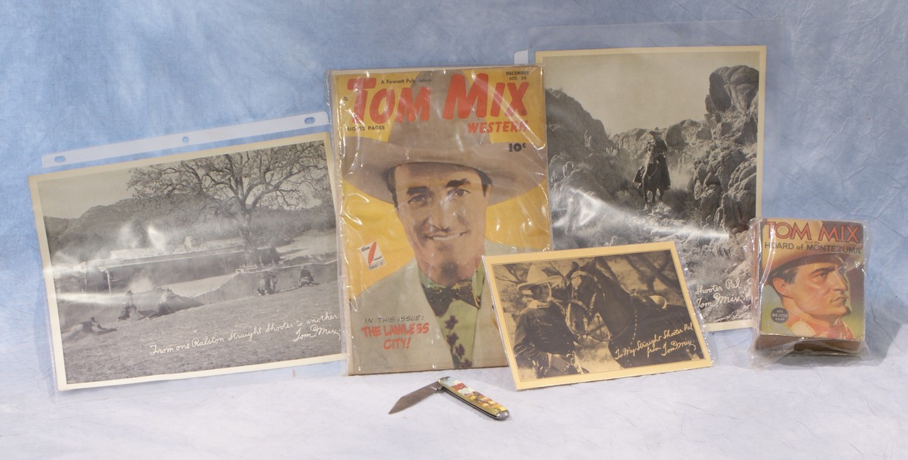 Appraisal: Tom Mix lot including Ralston Wheat Cereal publicity stills postcard