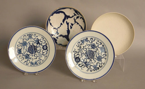 Appraisal: Four oriental porcelain and pottery plates dia dia and dia