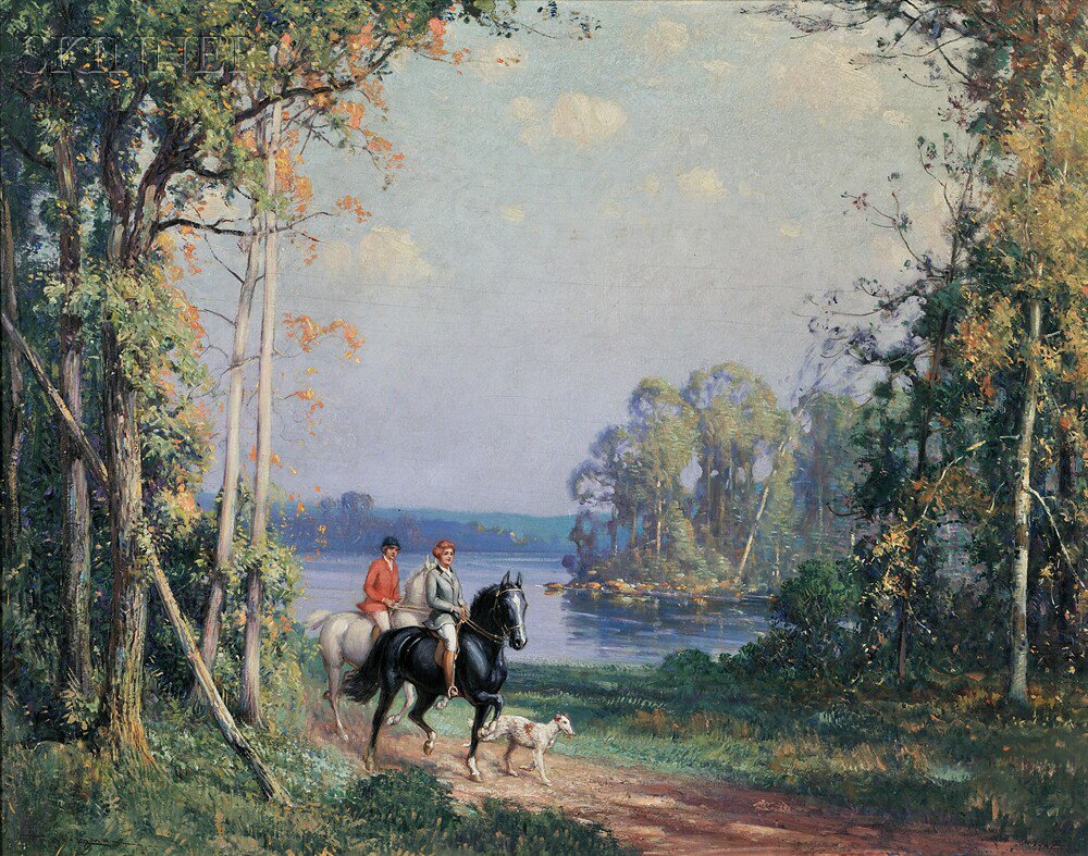 Appraisal: Frederick Mortimer Lamb American - Two Women Equestrians in a