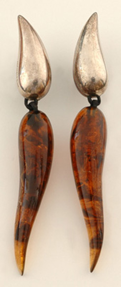 Appraisal: A pair of silver and resin drop earrings by Monies