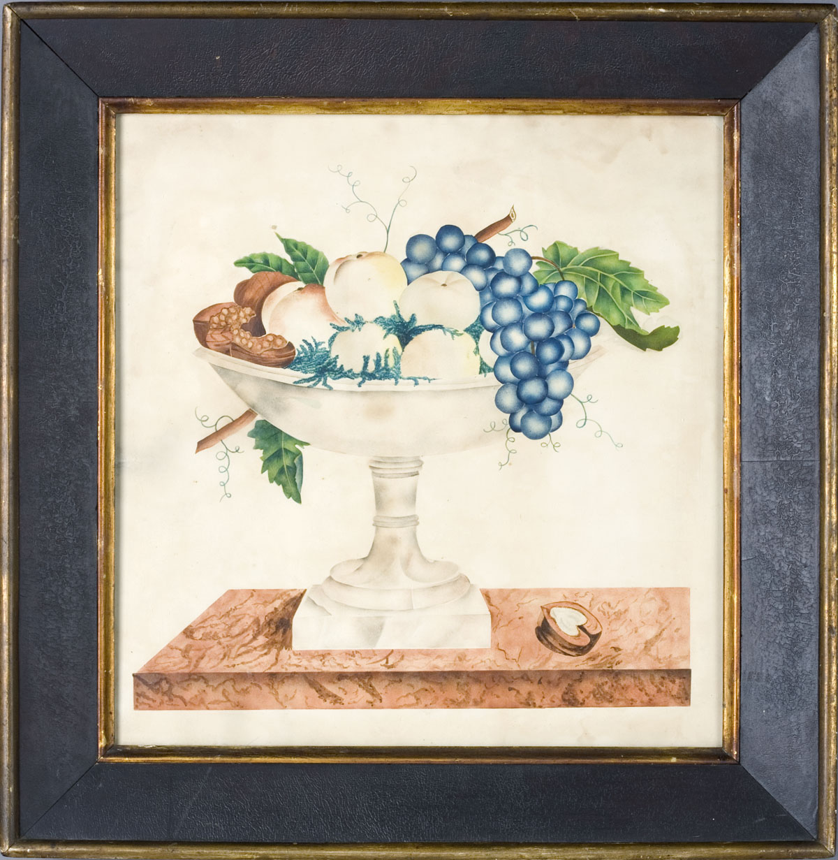 Appraisal: AMERICAN WATERCOLOR THEOREM OF PEACHES GRAPES AND WALNUTS IN A