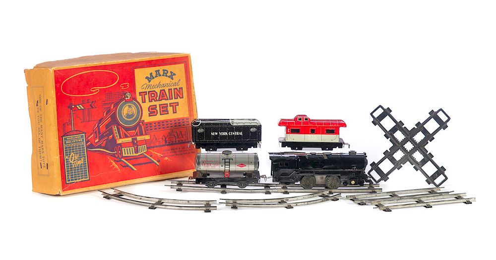 Appraisal: Marx Mechanical Train Set in Box Good condition shows wear