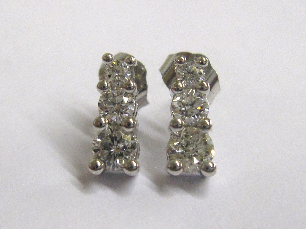 Appraisal: Pair of ct white gold diamond stud earrings each with