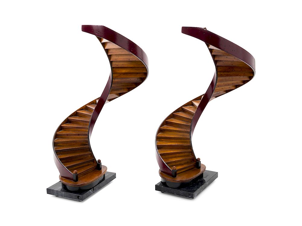 Appraisal: A Pair of Partial Painted Wood Staircase Models A Pair