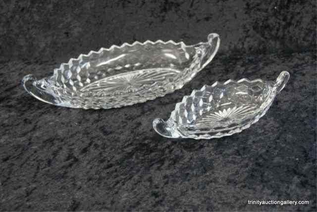 Appraisal: American by Fostoria Glass Pair of Relish BoatsThis is for