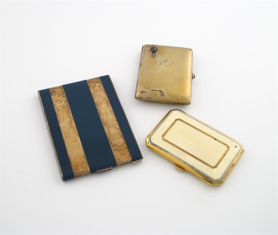 Appraisal: A small collection of three continental silver-gilt cigarette