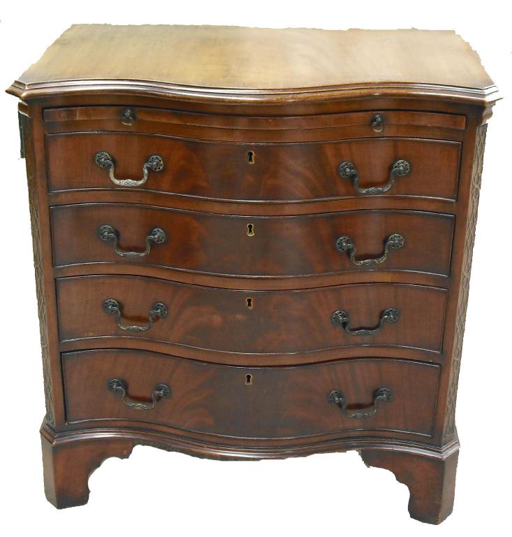 Appraisal: George III style mahogany serpentine small chest of drawers the