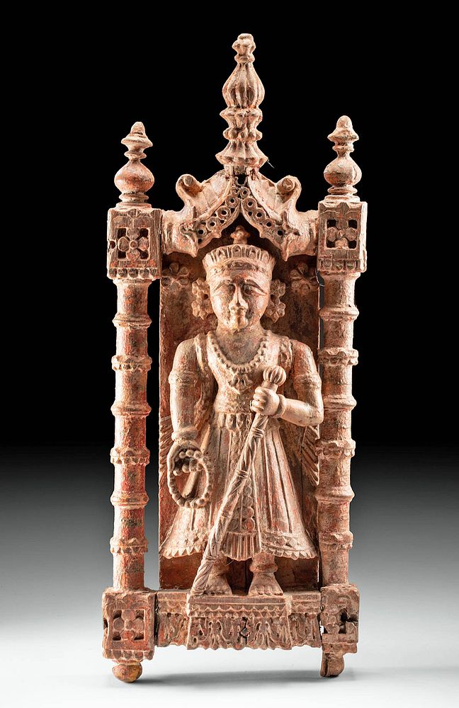 Appraisal: th C Indian Wood Devotional Panel - Vishnu First Time