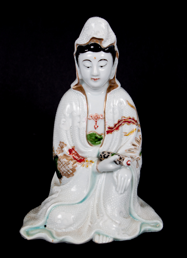 Appraisal: Japanese Kutani porcelain figure early th century modeled as seated