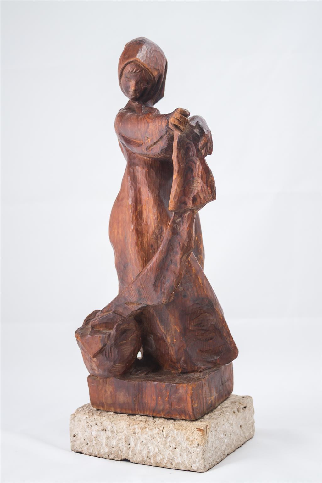 Appraisal: LUIS SANGUINO Spanish b Woman on Wash Day wood sculpture