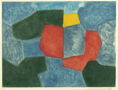 Appraisal: POLIAKOFF SERGE Composition in green blue and yellow Aquatint and