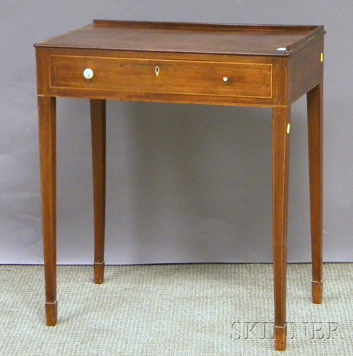 Appraisal: Regency Inlaid Mahogany Writing Table with Single Drawer and Ivory