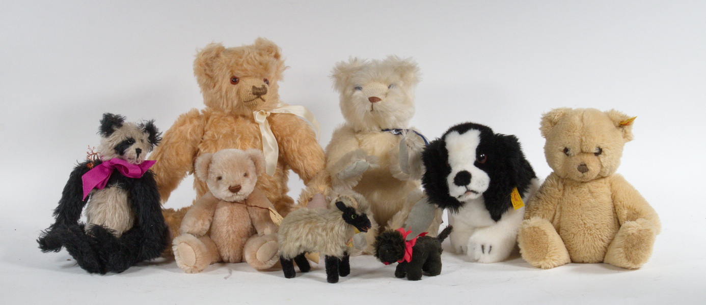 Appraisal: STUFFED TOY ANIMALS INCL STEIFF MERRYTHOUGHT Collection of Vintage Stuffed