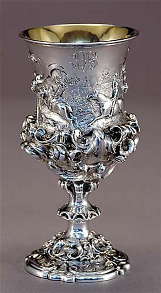 Appraisal: Very fine English sterling chalice London dated heavily chased and