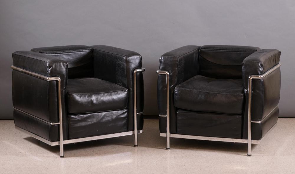 Appraisal: A PAIR OF VINTAGE LE CORBUSIER LC PETIT MODELE ARMCHAIRS