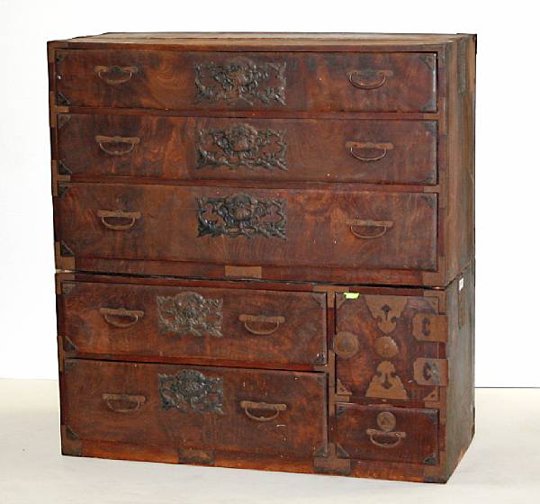 Appraisal: A keyaki and kiriwood kasane isho-dansu clothing chest Late th