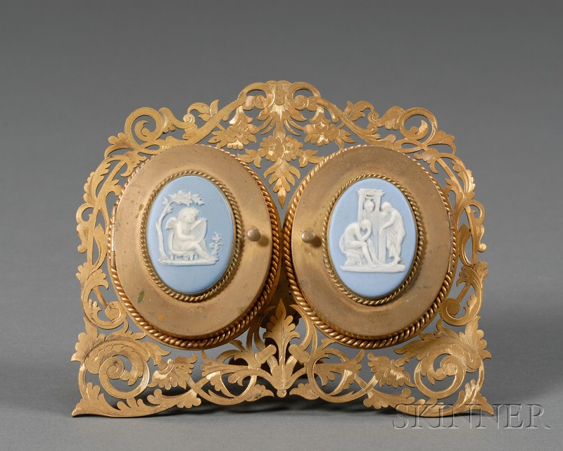 Appraisal: Wedgwood-mounted Ormolu Double Frame England late th century the covers