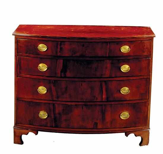 Appraisal: Federal inlaid cherry bowfront chest of drawers possibly Pennsylvania or