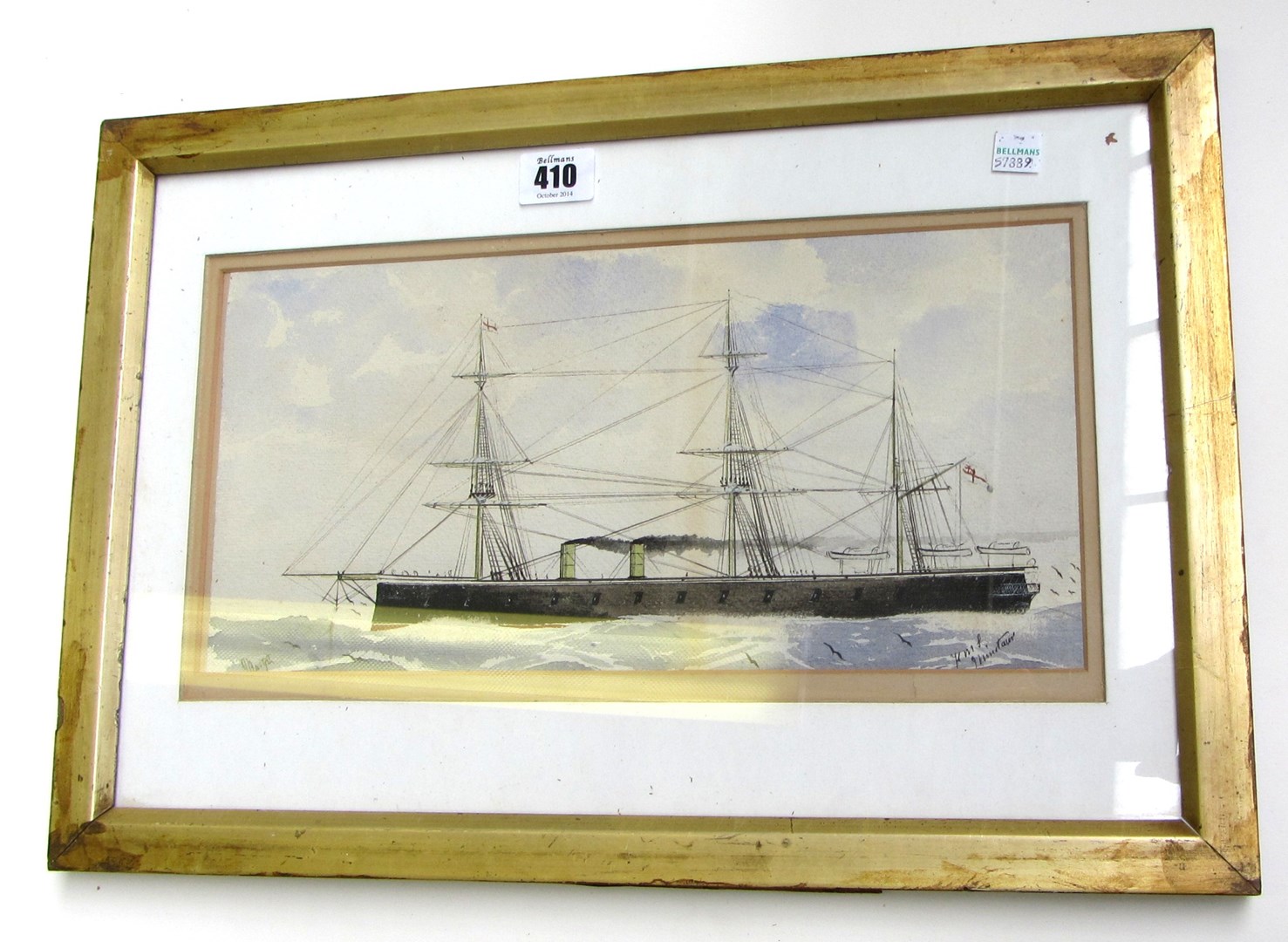 Appraisal: English School late th century HMS Minotaur watercolour cm x