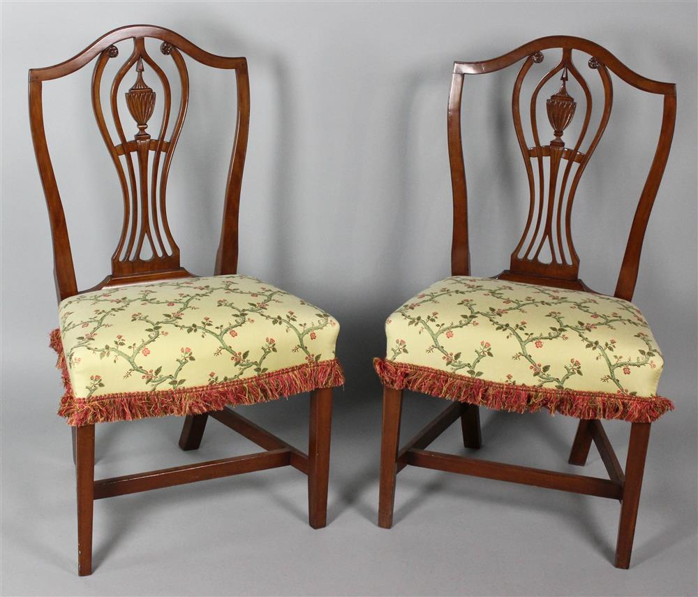 Appraisal: PAIR OF AMERICAN FEDERAL CARVED CHERRYWOOD SIDE CHAIRS each with