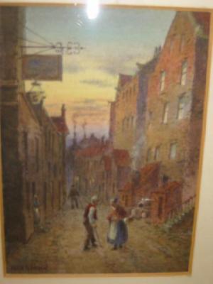 Appraisal: JOHN SOWDEN Street Scene with Figure signed x gilt frame