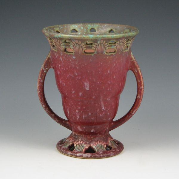 Appraisal: Roseville Ferella - double handled vase in red Marked in