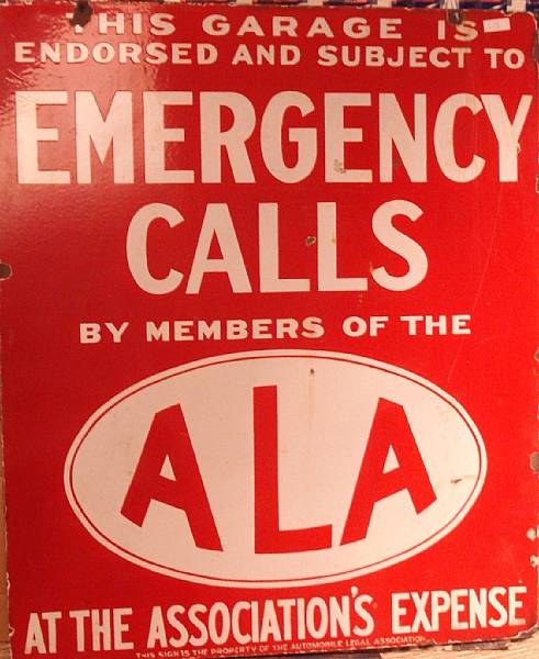 Appraisal: An American Legal Association Emergency Calls' enamel sign double sided