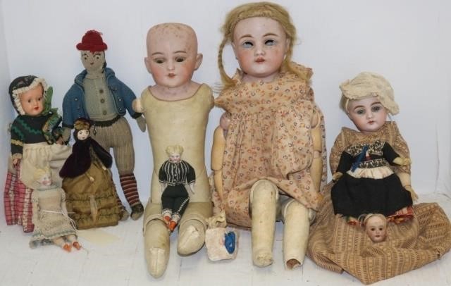 Appraisal: GERMAN BISQUE HEAD AND OTHER DOLLS TO INCLUDEAN UNMARKED DOLL