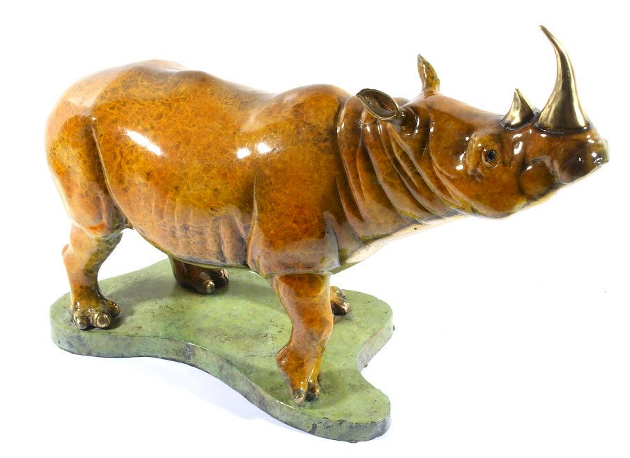 Appraisal: Signed Marius Lost-Wax Cast Bronze Rhino Sculpture For auction in