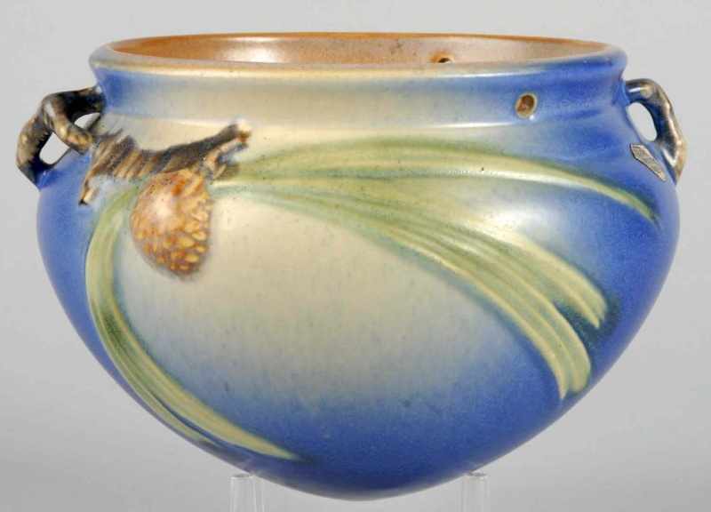 Appraisal: Blue Pinecone Handing Roseville Pottery Planter Description Original Roseville Pottery