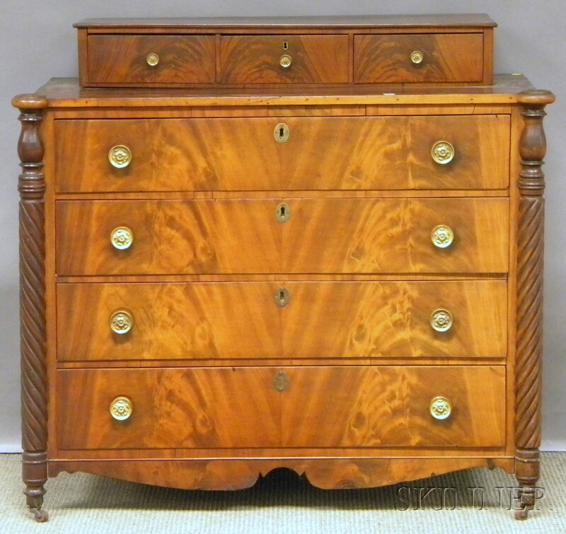 Appraisal: Late Federal Carved Mahogany and Mahogany Veneer Bureau